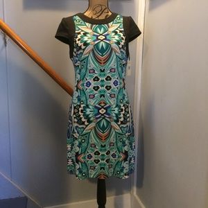 Ali Ro Dragonfly Print Dress Teal Blues Size 6